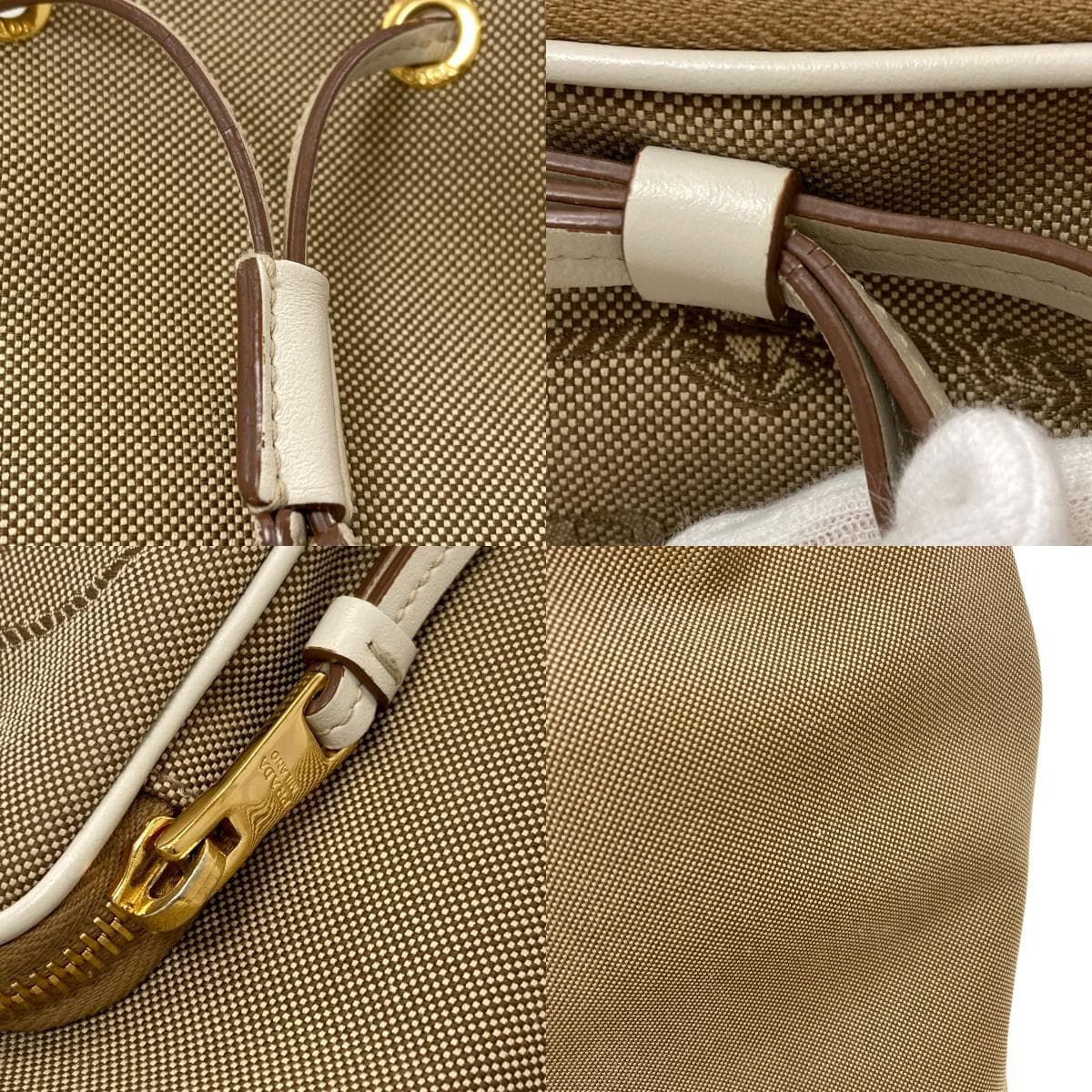 Prada Fiocco Drawstring 2WAY Handbag Canvas Ladies [Used] [PRADA] 6