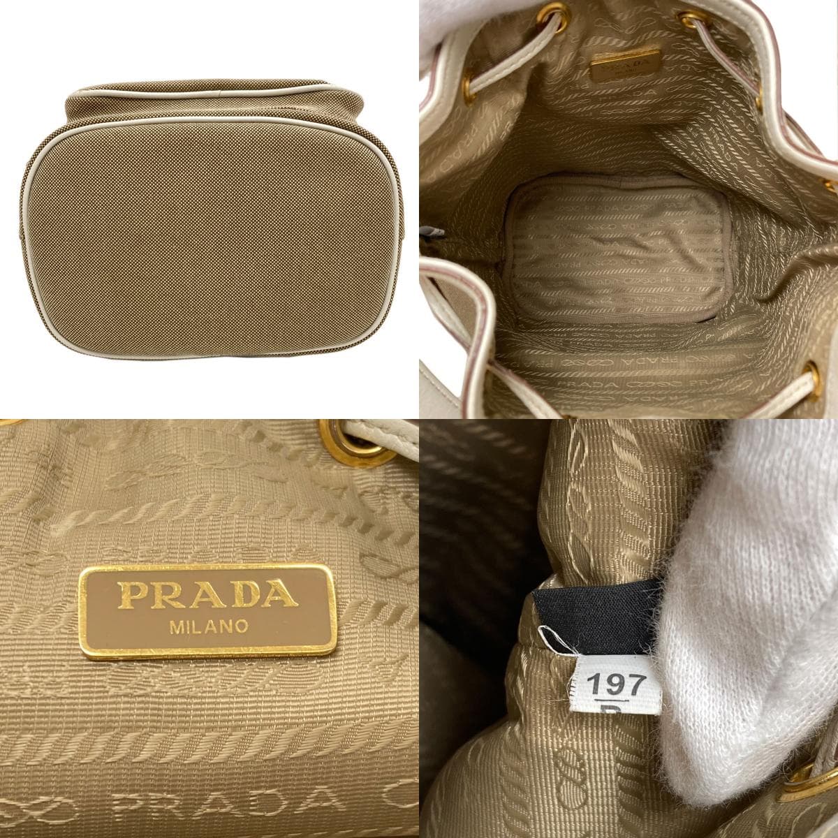 Prada Fiocco Drawstring 2WAY Handbag Canvas Ladies [Used] [PRADA] 4
