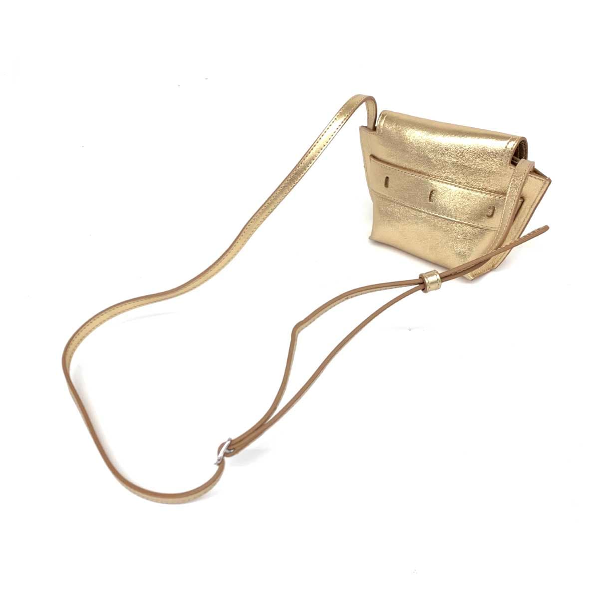 J&M DAVIDSON Shoulder Bag Excellent Condition Gold Color Leather Belt Design Ladies Nano Bag 3