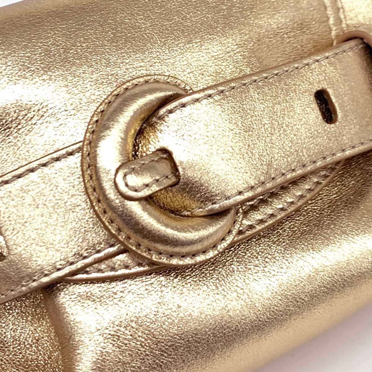 J&M DAVIDSON Shoulder Bag Excellent Condition Gold Color Leather Belt Design Ladies Nano Bag 6