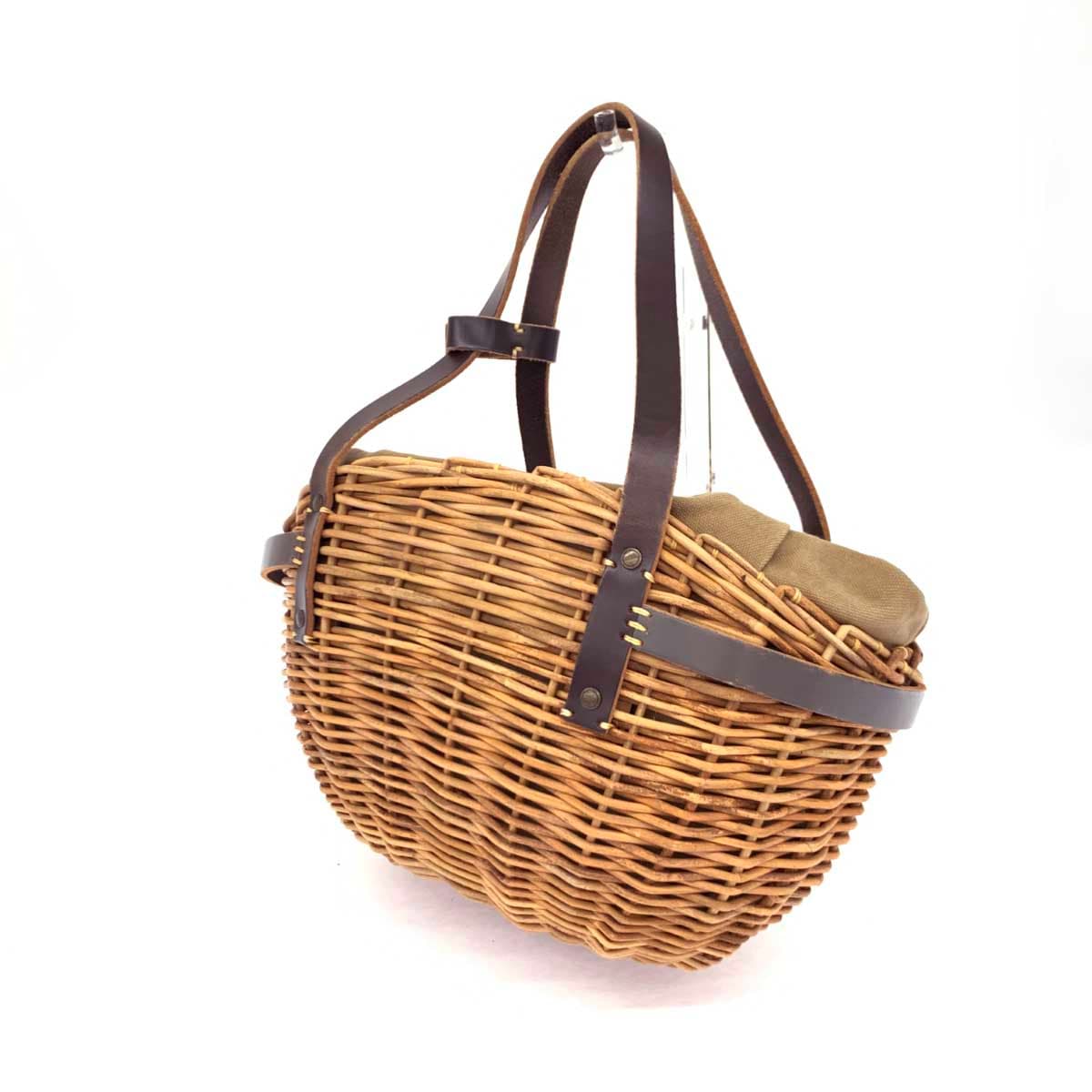 ebagos tote bag in good condition, brown raffia × leather, basket style, ladies shoulder bag 3