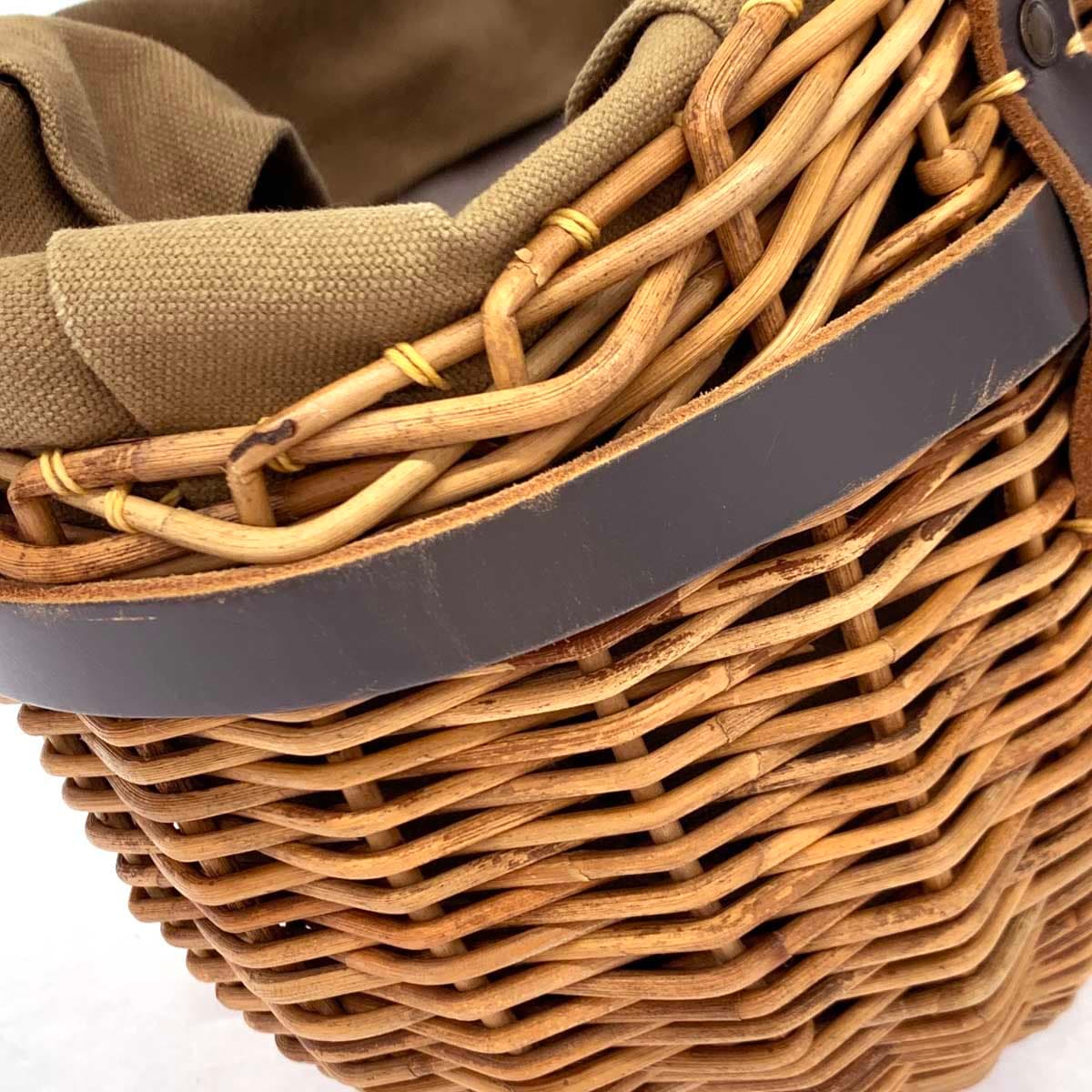 ebagos tote bag in good condition, brown raffia × leather, basket style, ladies shoulder bag 6