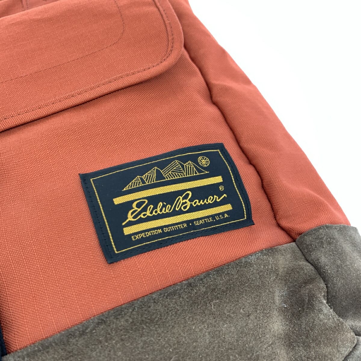 EDDIE BAUER Tote Bag Brown/Orange Ripstop × Suede Leather Unisex bag 7