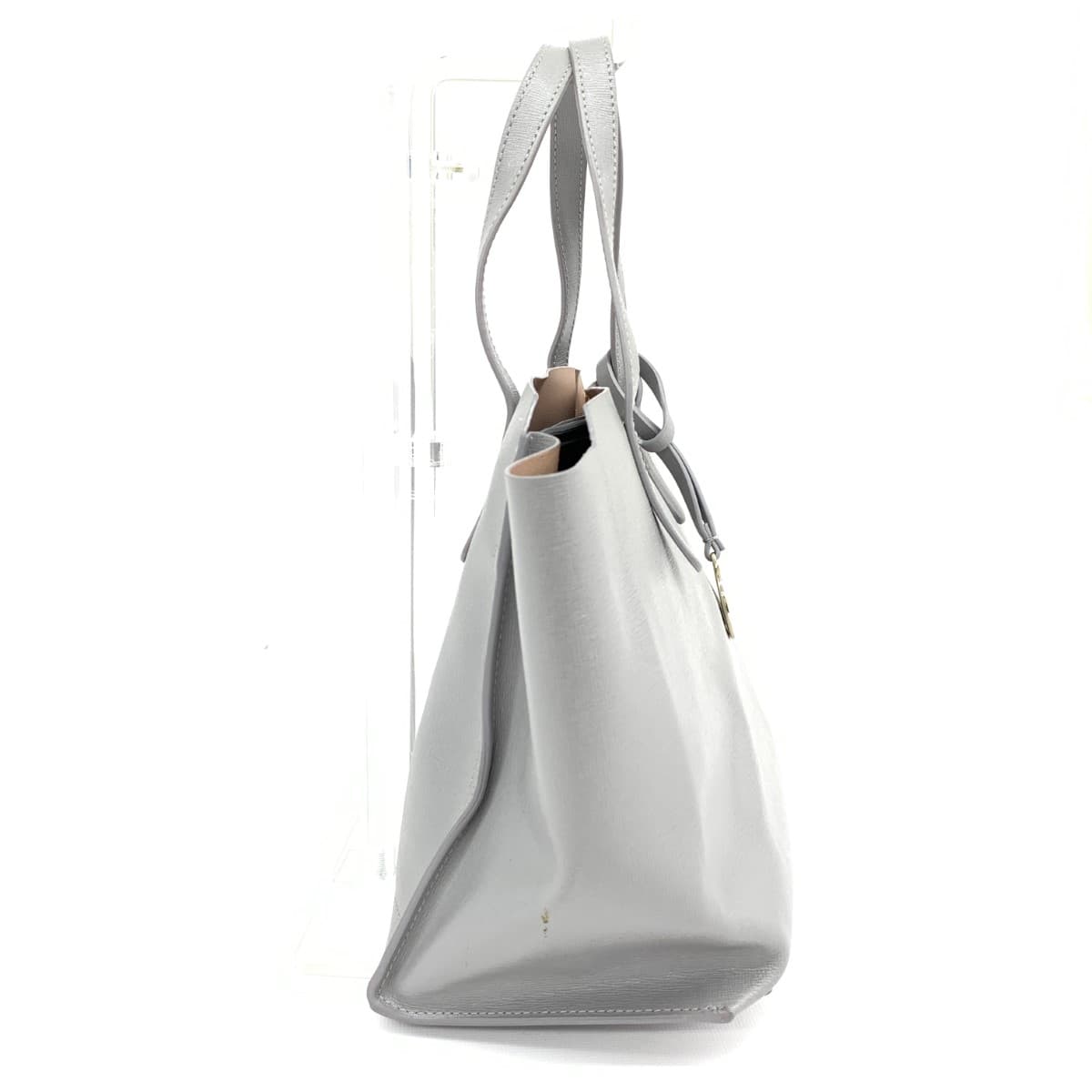FURLA Mini Tote Bag in Good Condition Gray Leather Women's Bag 2