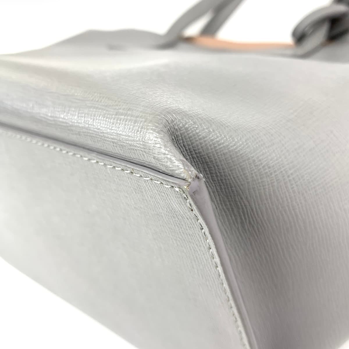 FURLA Mini Tote Bag in Good Condition Gray Leather Women's Bag 9