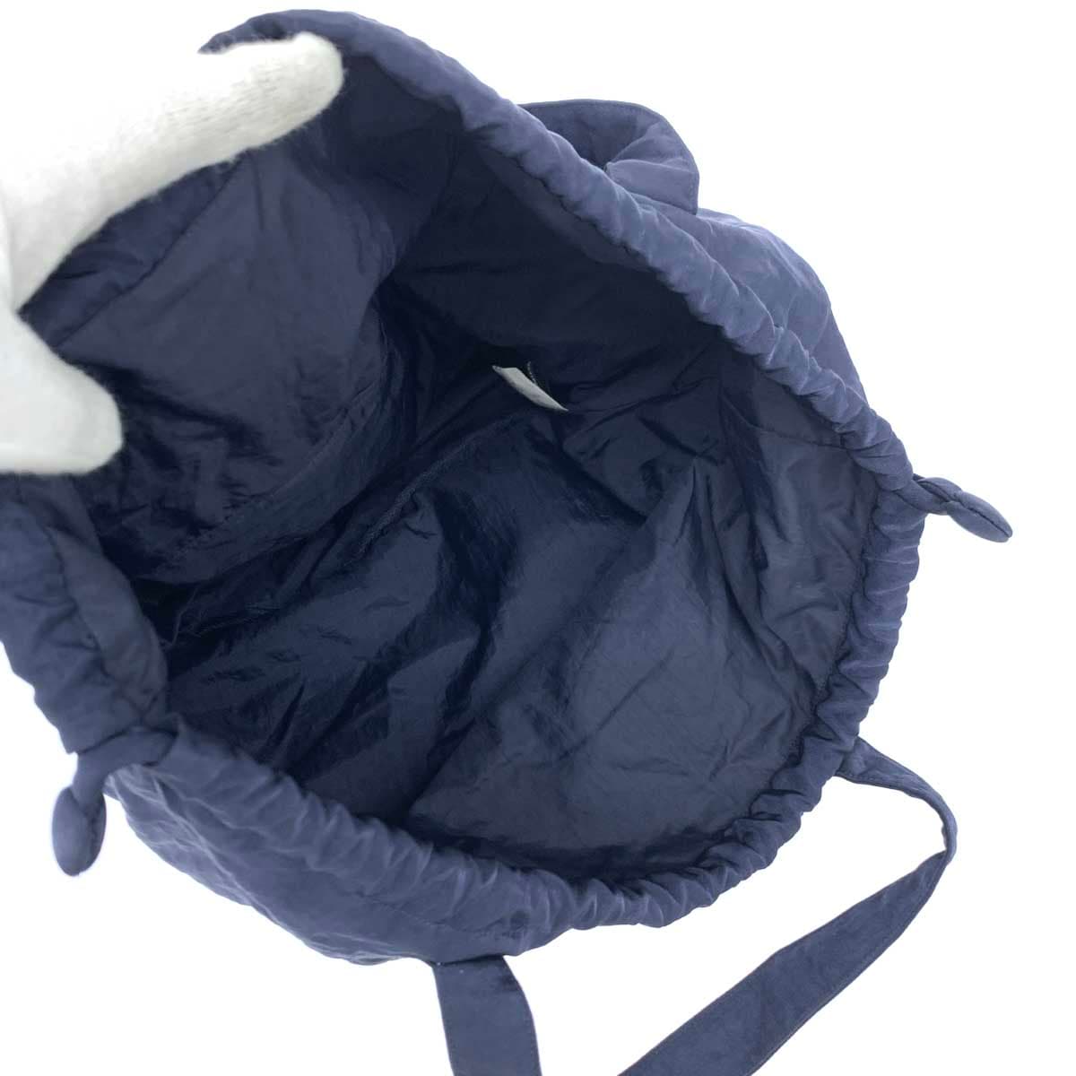 Potechino Tote Bag Navy Nylon Drawstring Flower Motif Padding Ladies Bag 4