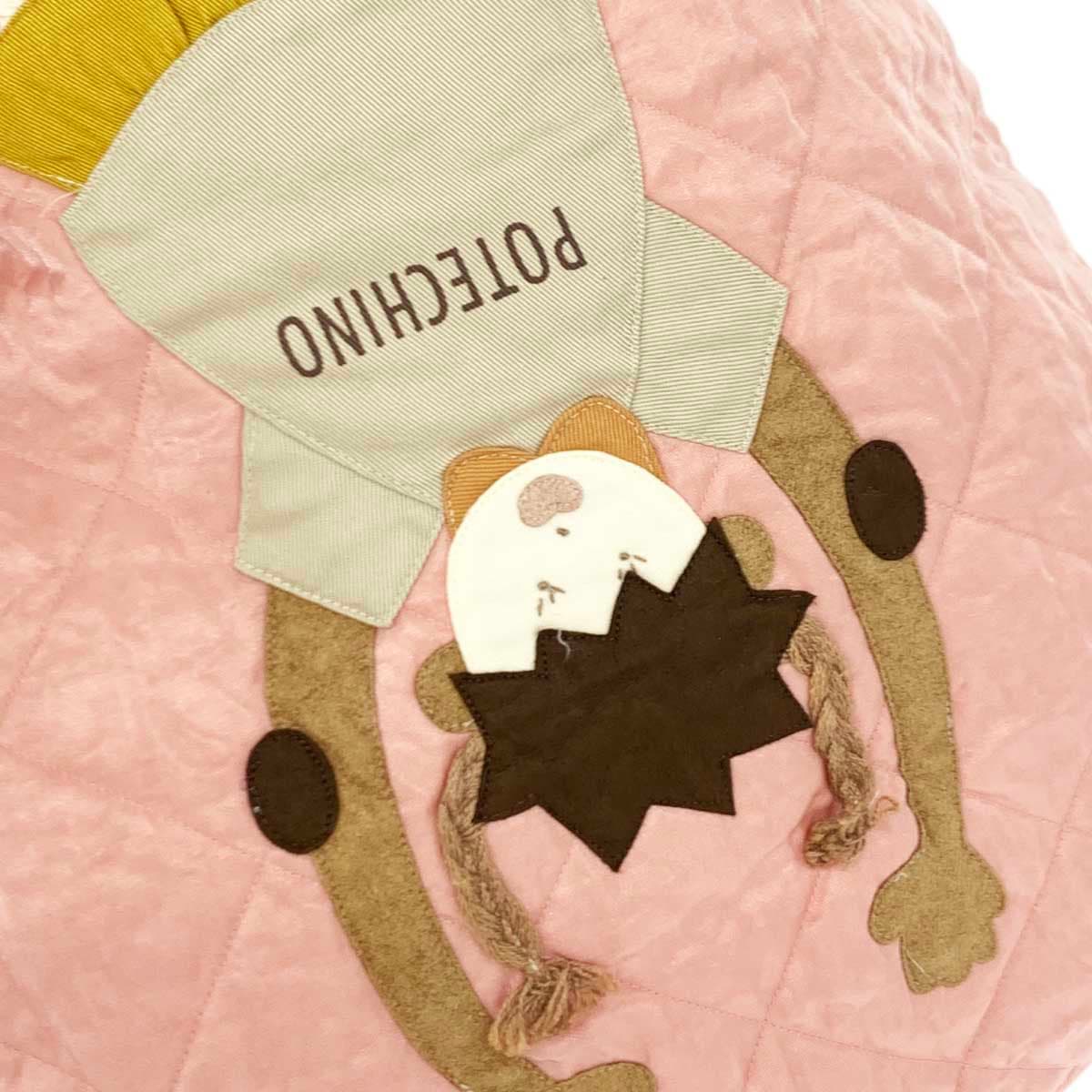 Potechino tote bag pink beige nylon quilting padded women's shoulder bag 6