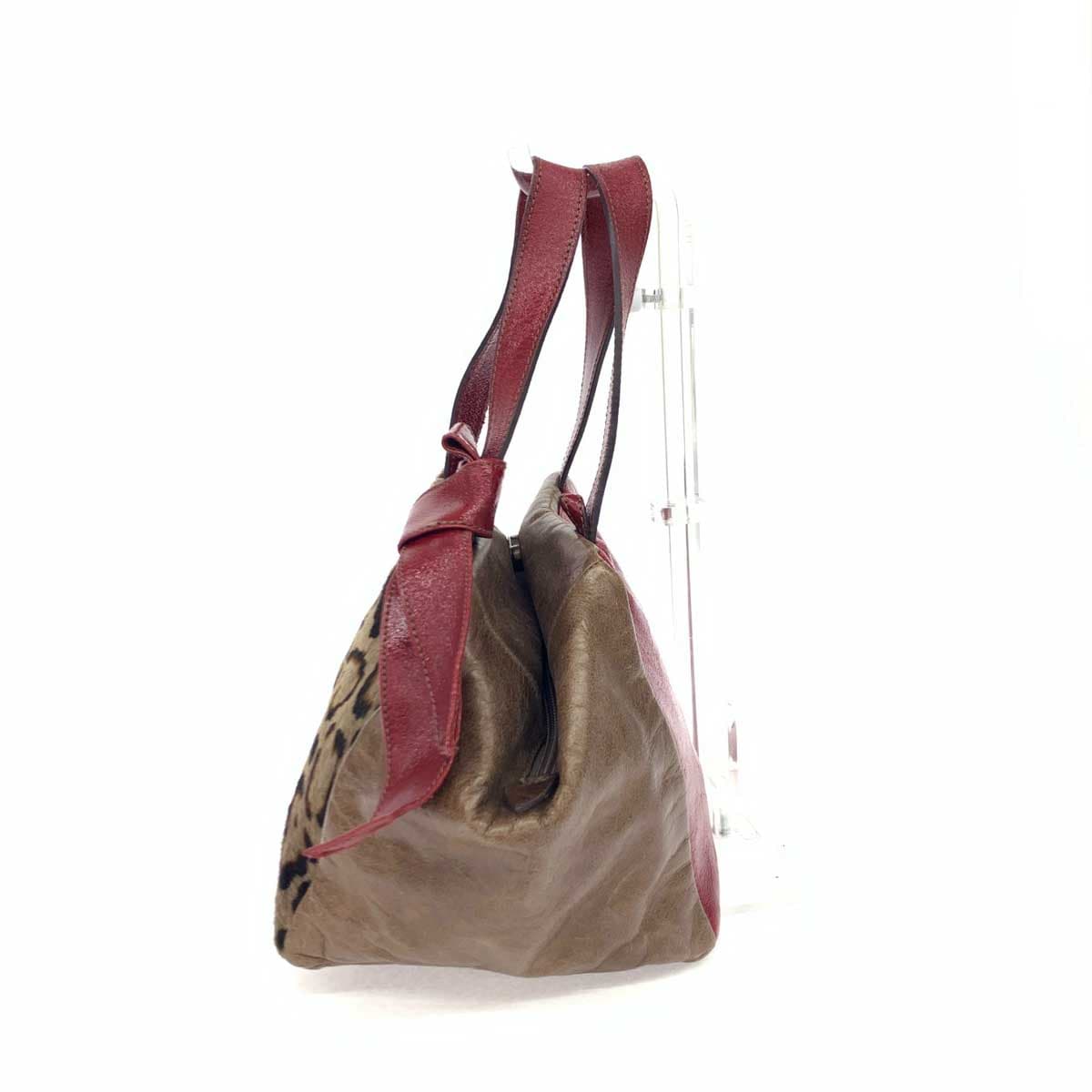 ROBERTA GANDOLFI 2WAY Bag Brown x Red Haircalf x Leather Leopard Pattern Ladies Hand Shoulder Bag 2