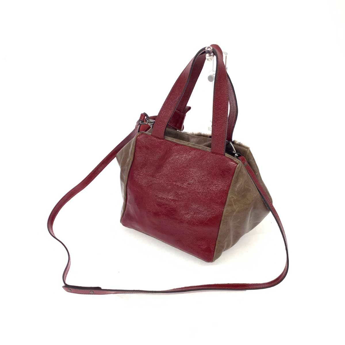 ROBERTA GANDOLFI 2WAY Bag Brown x Red Haircalf x Leather Leopard Pattern Ladies Hand Shoulder Bag 3