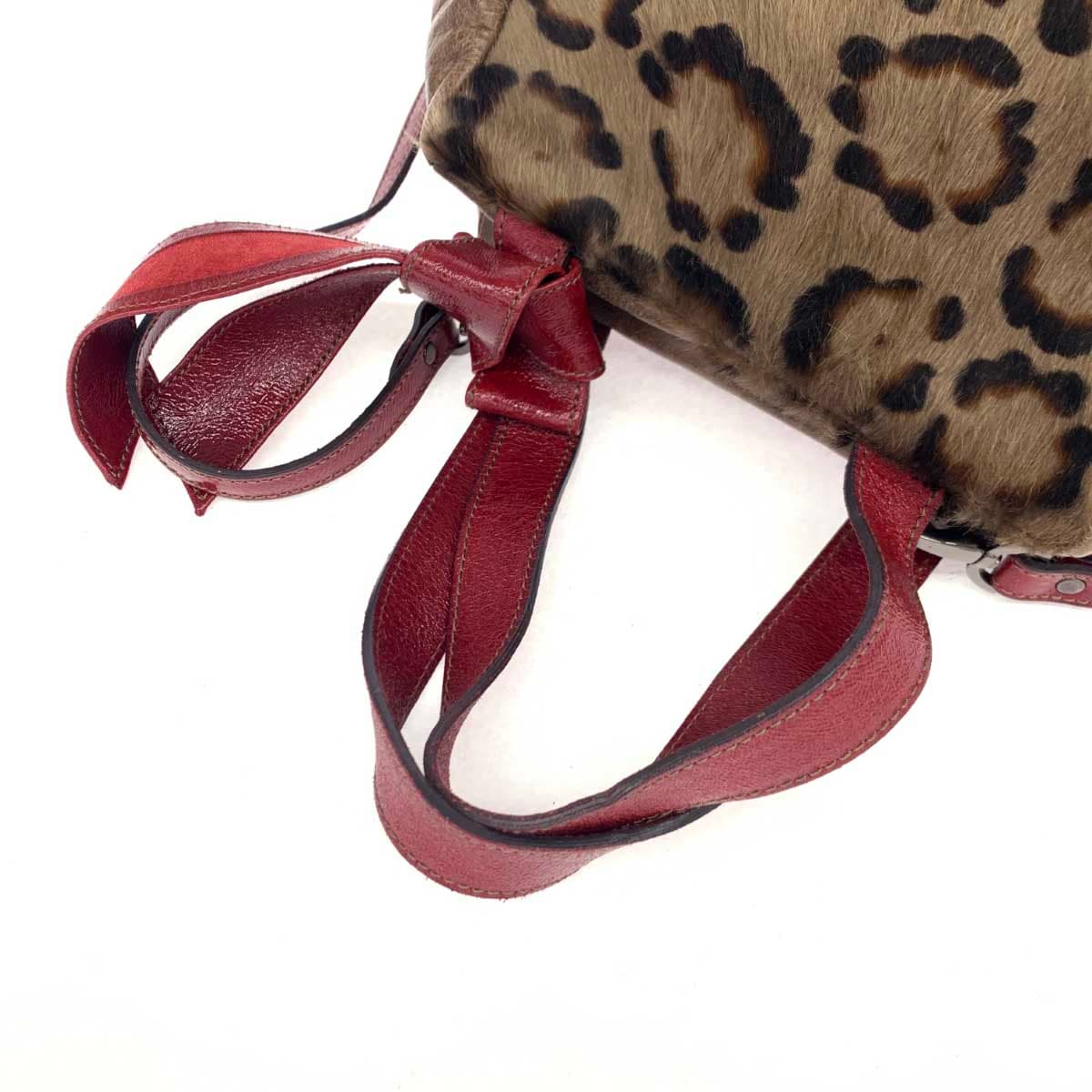 ROBERTA GANDOLFI 2WAY Bag Brown x Red Haircalf x Leather Leopard Pattern Ladies Hand Shoulder Bag 7