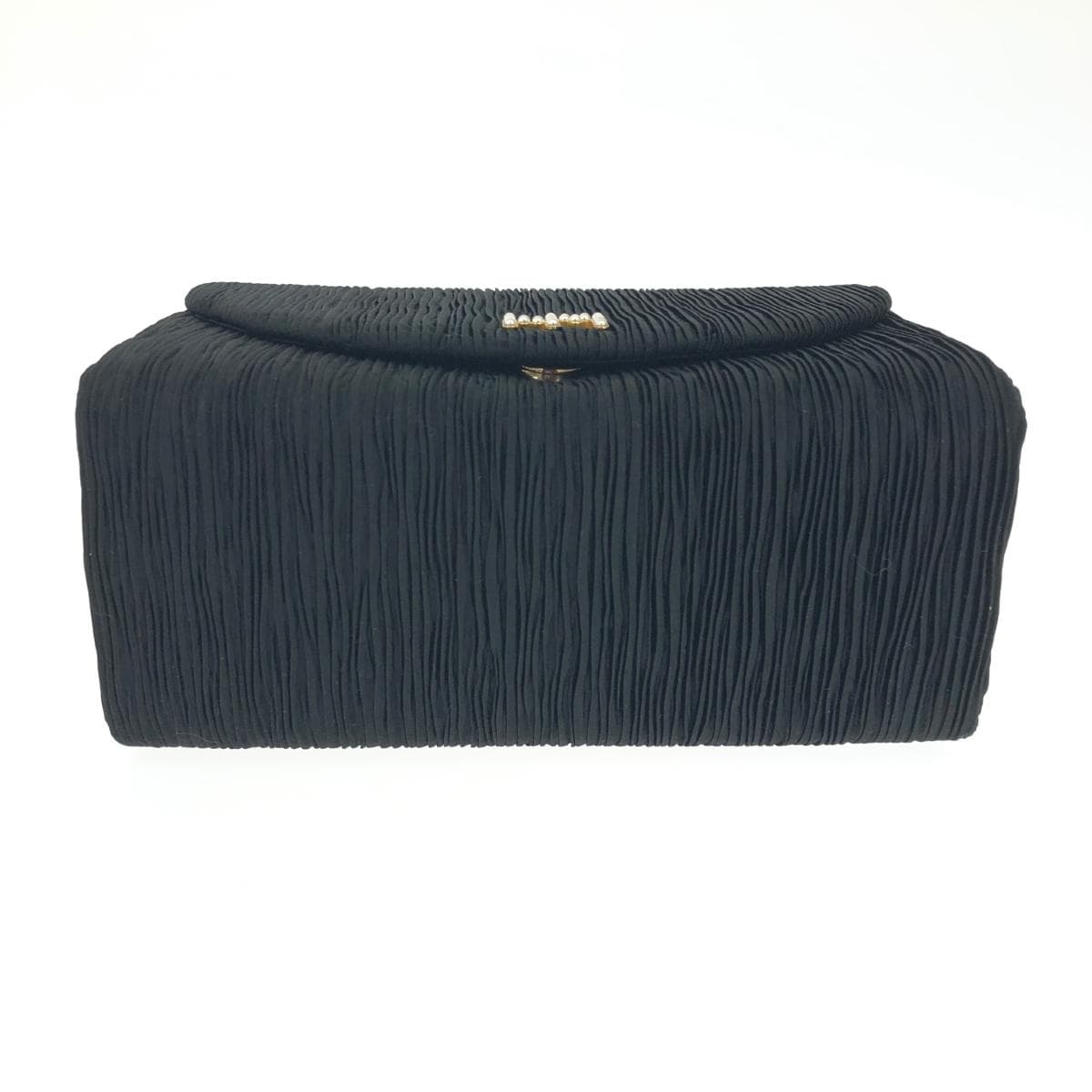 HANAE MORI handbag in good condition, black satin, HM logo/pearl handle/pleats, ladies' bag 5
