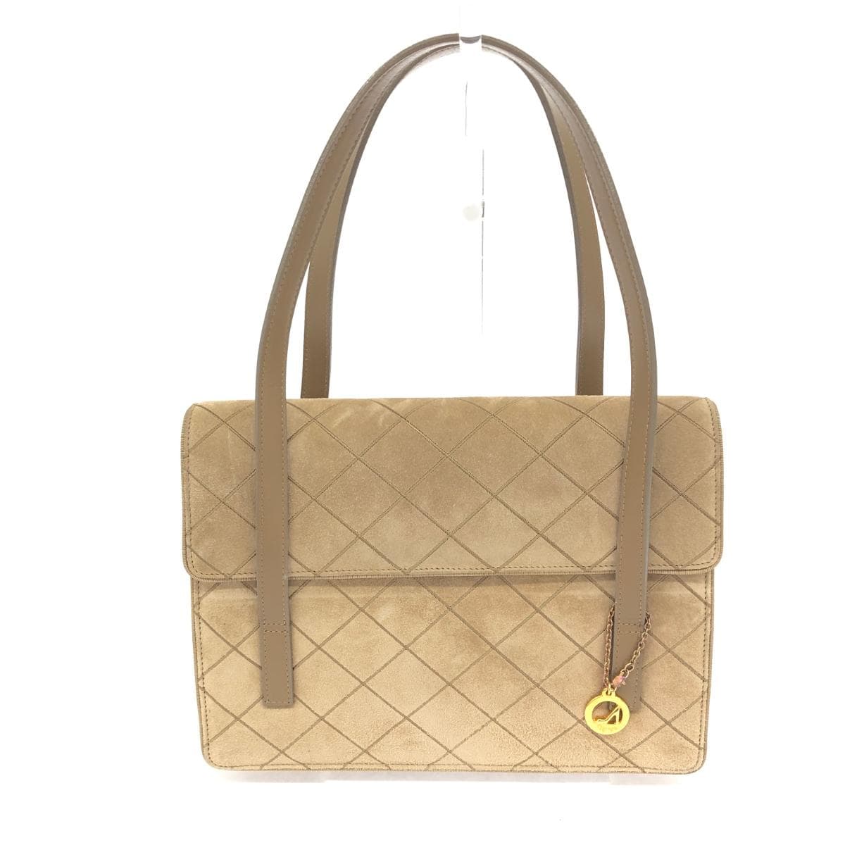 Ginza Kanematsu Tote Bag Brown Suede Quilting Ladies Bag