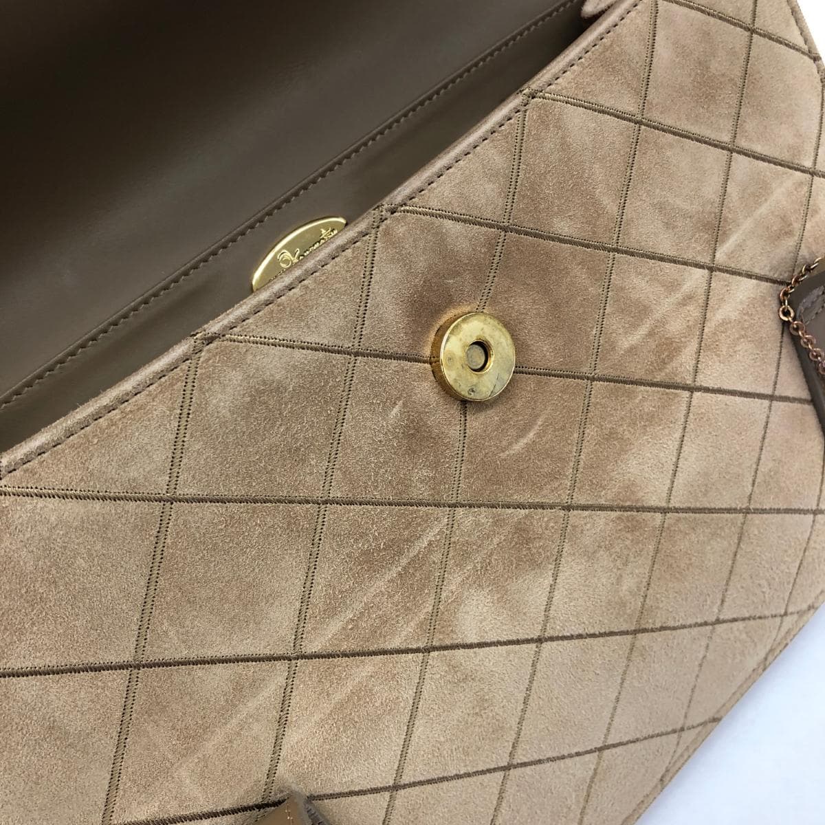 Ginza Kanematsu Tote Bag Brown Suede Quilting Ladies Bag 7