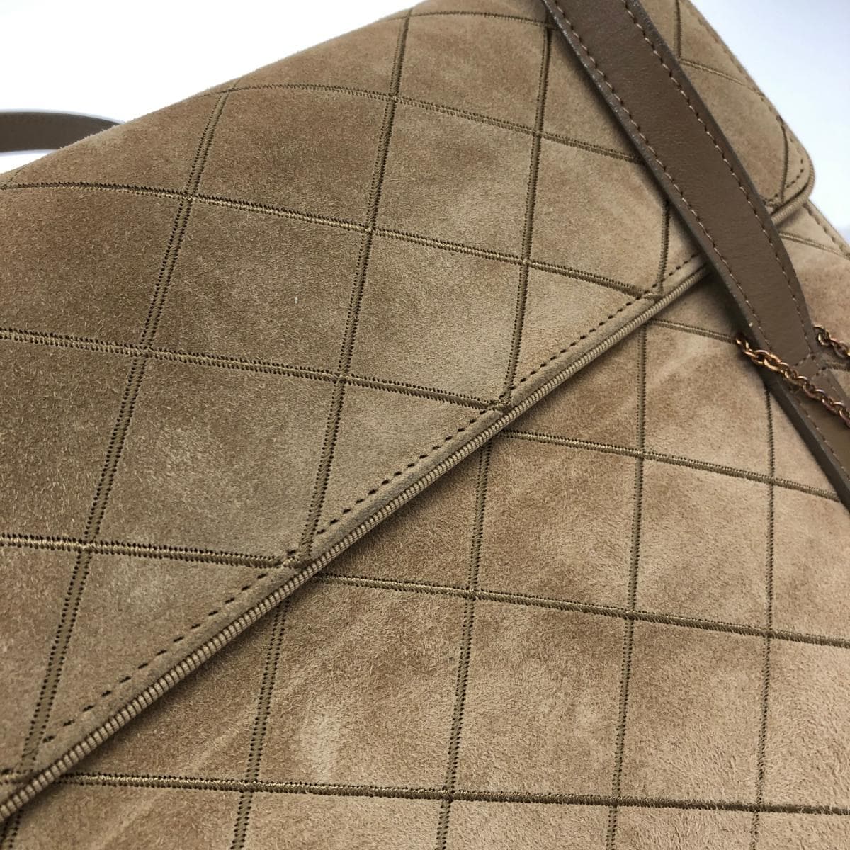 Ginza Kanematsu Tote Bag Brown Suede Quilting Ladies Bag 8