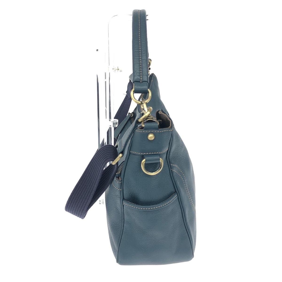 ★Unlimited & Open to Everyone★ HAMANO 2WAY Bag Brown/Blue Leather Women's Multifunctional Bag 2