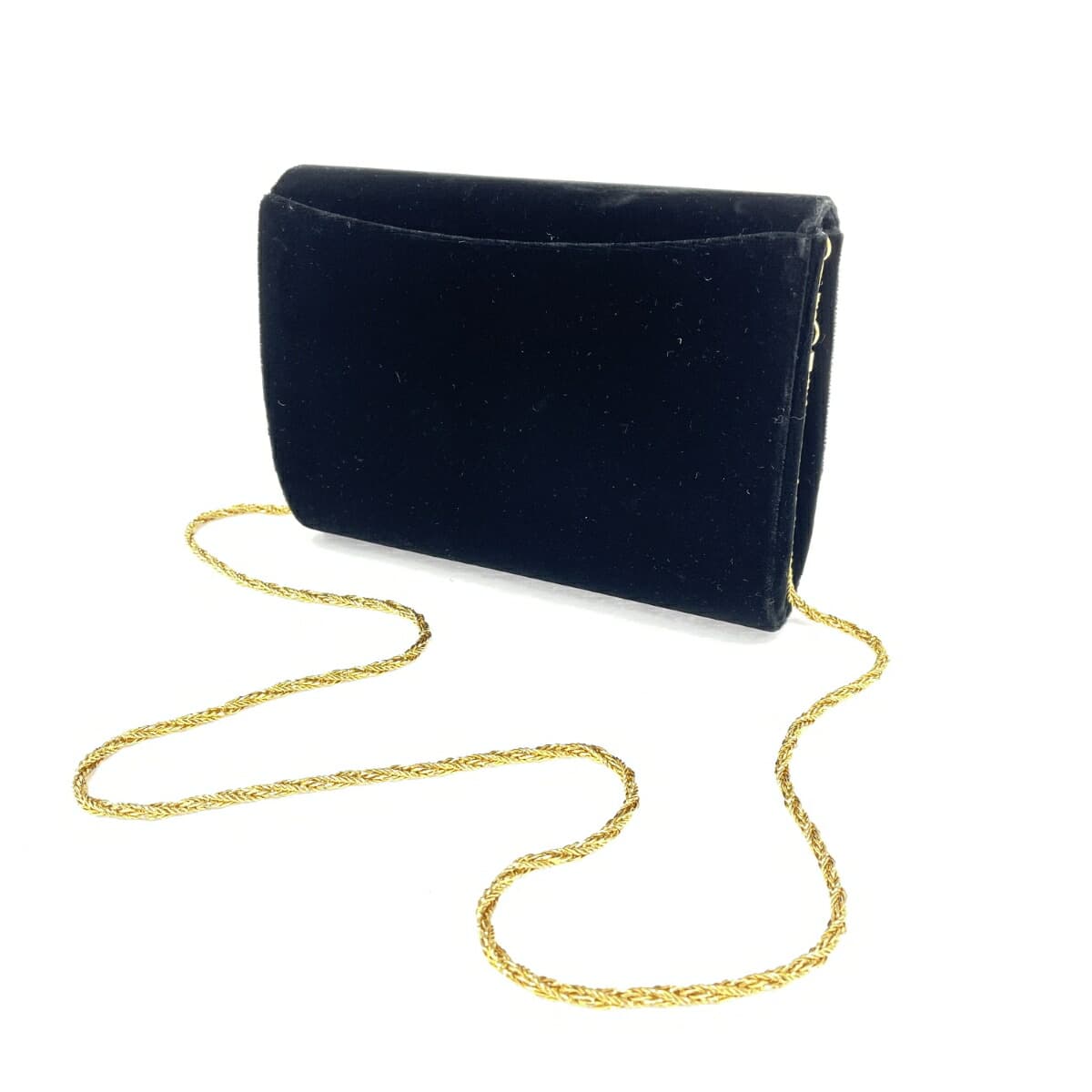 HANAE MORI Shoulder Bag Like New Black Velvet HM Logo Women's Shoulder Crossbody Bag 3