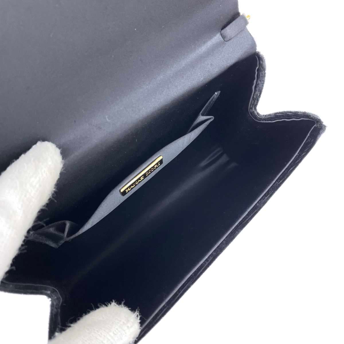 HANAE MORI Shoulder Bag Like New Black Velvet HM Logo Women's Shoulder Crossbody Bag 4