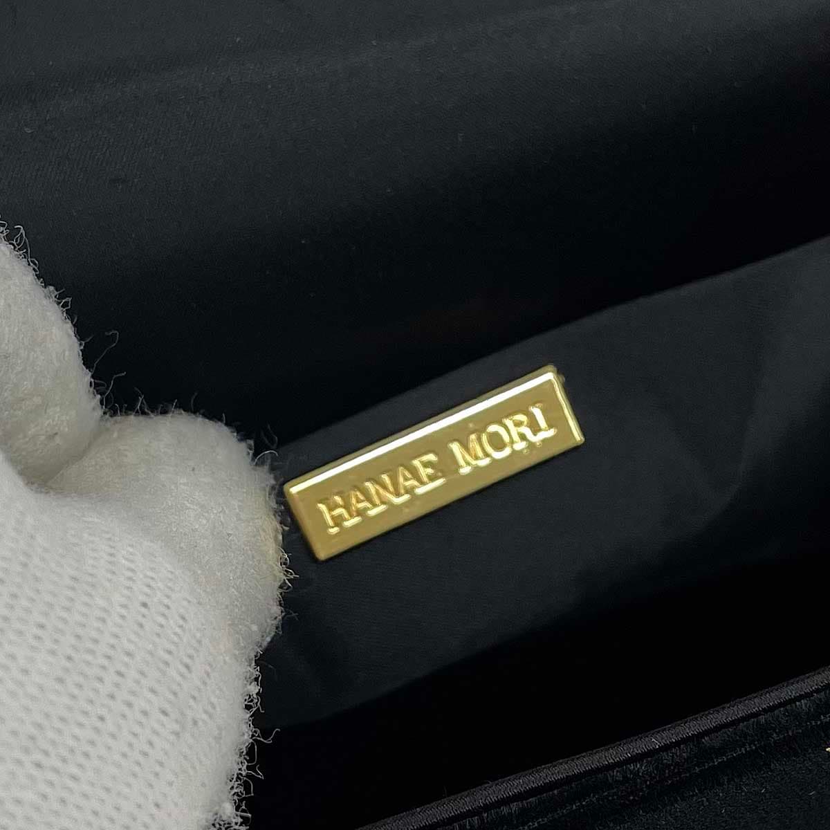 HANAE MORI Shoulder Bag Like New Black Velvet HM Logo Women's Shoulder Crossbody Bag 6