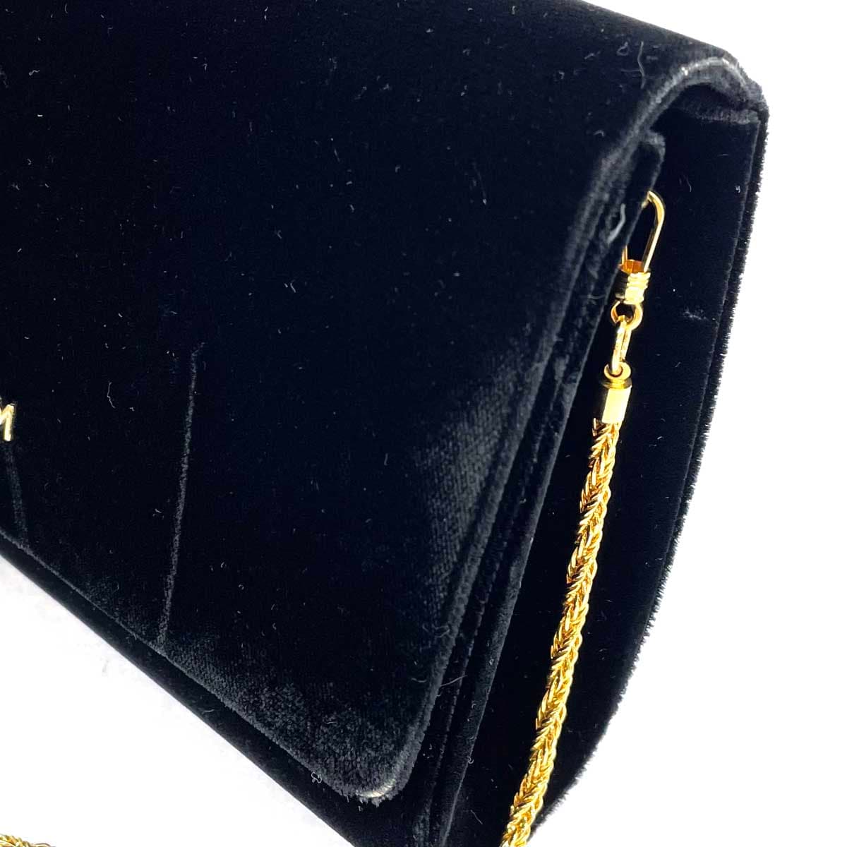 HANAE MORI Shoulder Bag Like New Black Velvet HM Logo Women's Shoulder Crossbody Bag 8