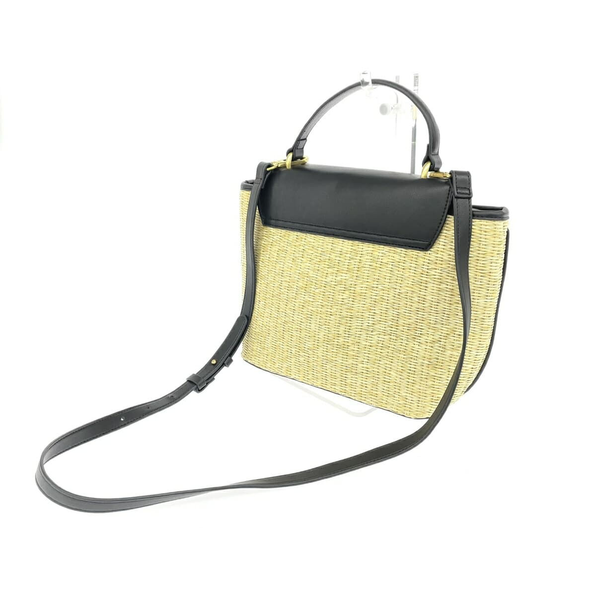 MARELLA Straw 2WAY Basket Bag in Good Condition Black/Beige Women's Multi-functional Handbag 3