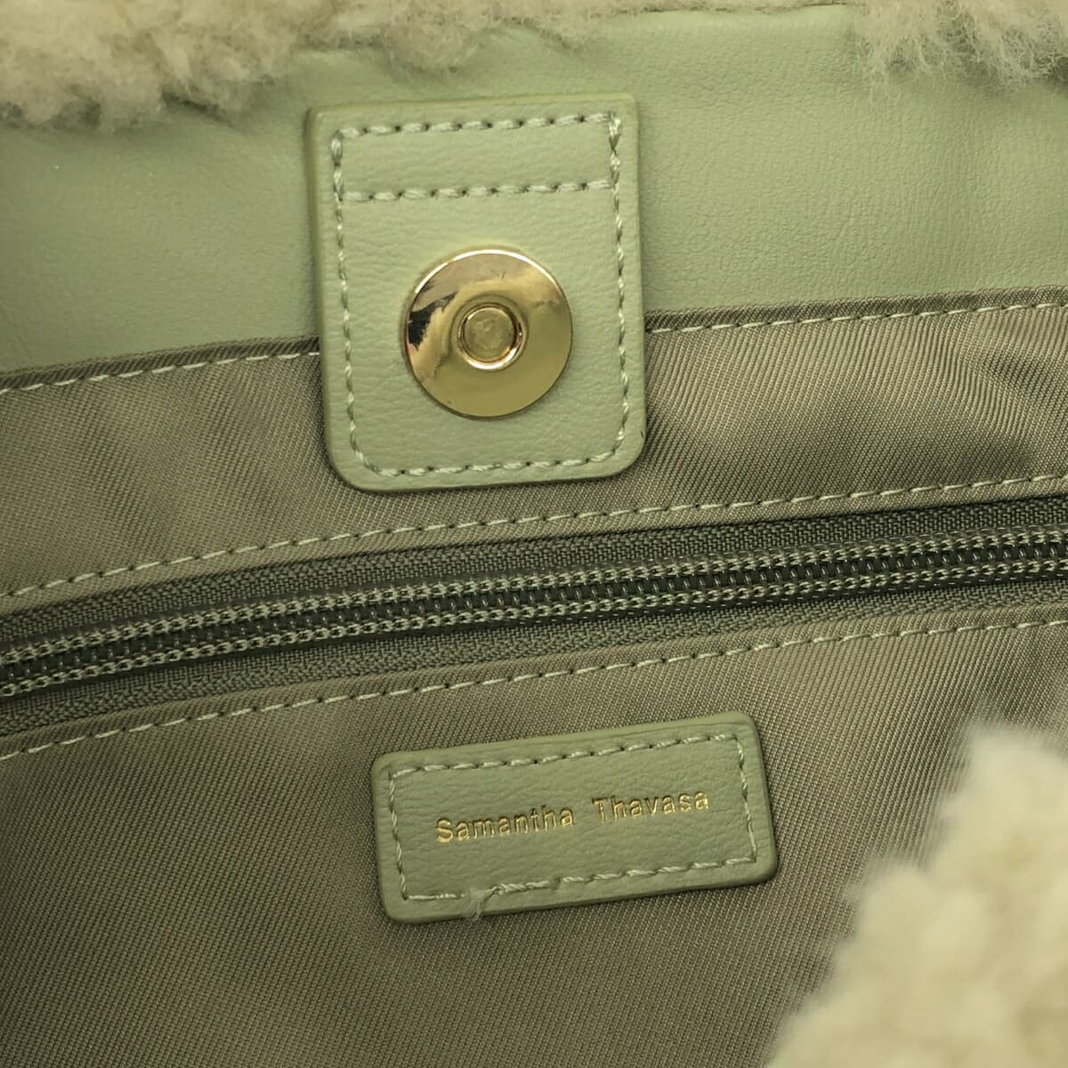 Samantha Thavasa 2WAY Handbag Good Condition Green Boa Women's Multifunctional Bag 5