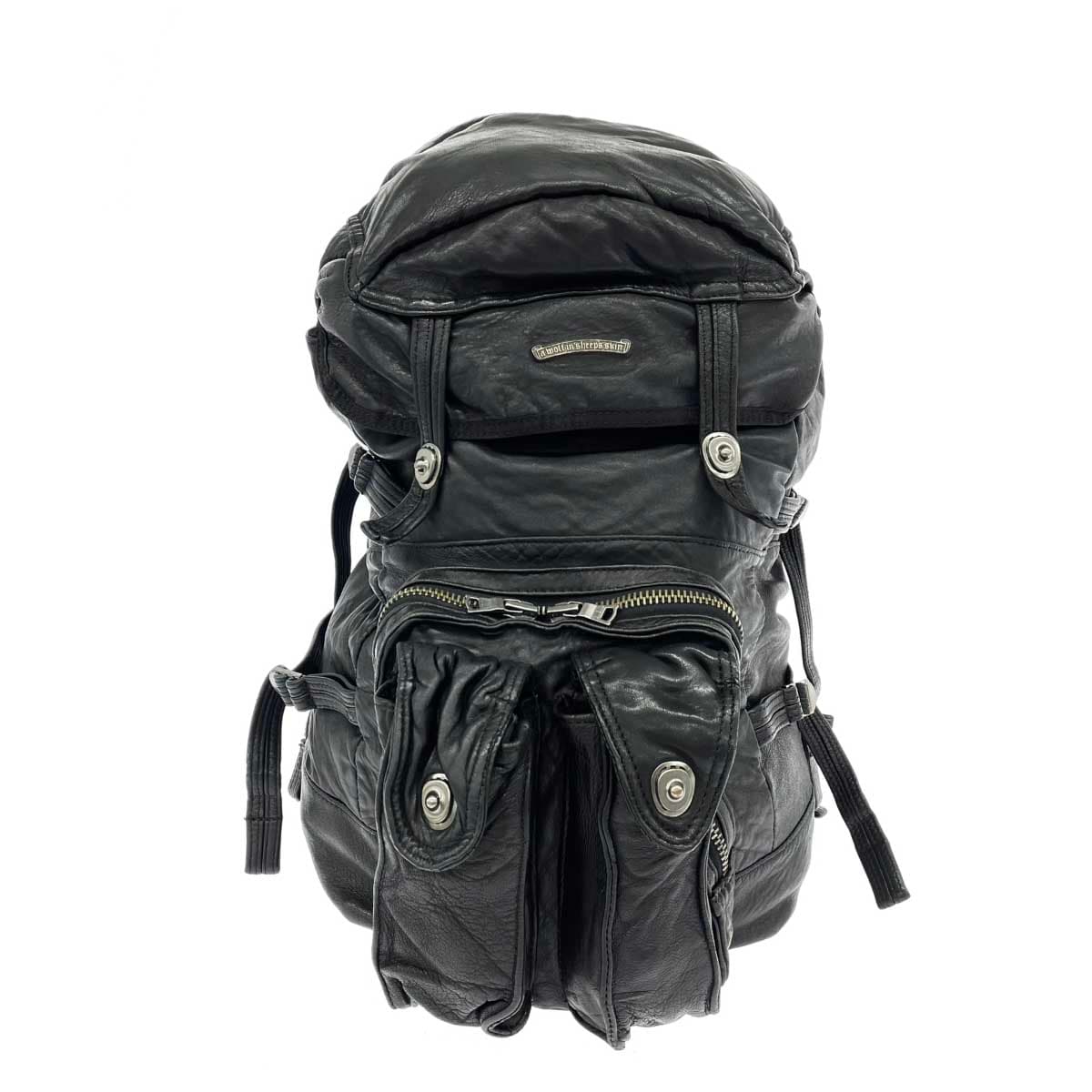 JOHNNY WOLF Backpack Black Leather Men's Backpack bag