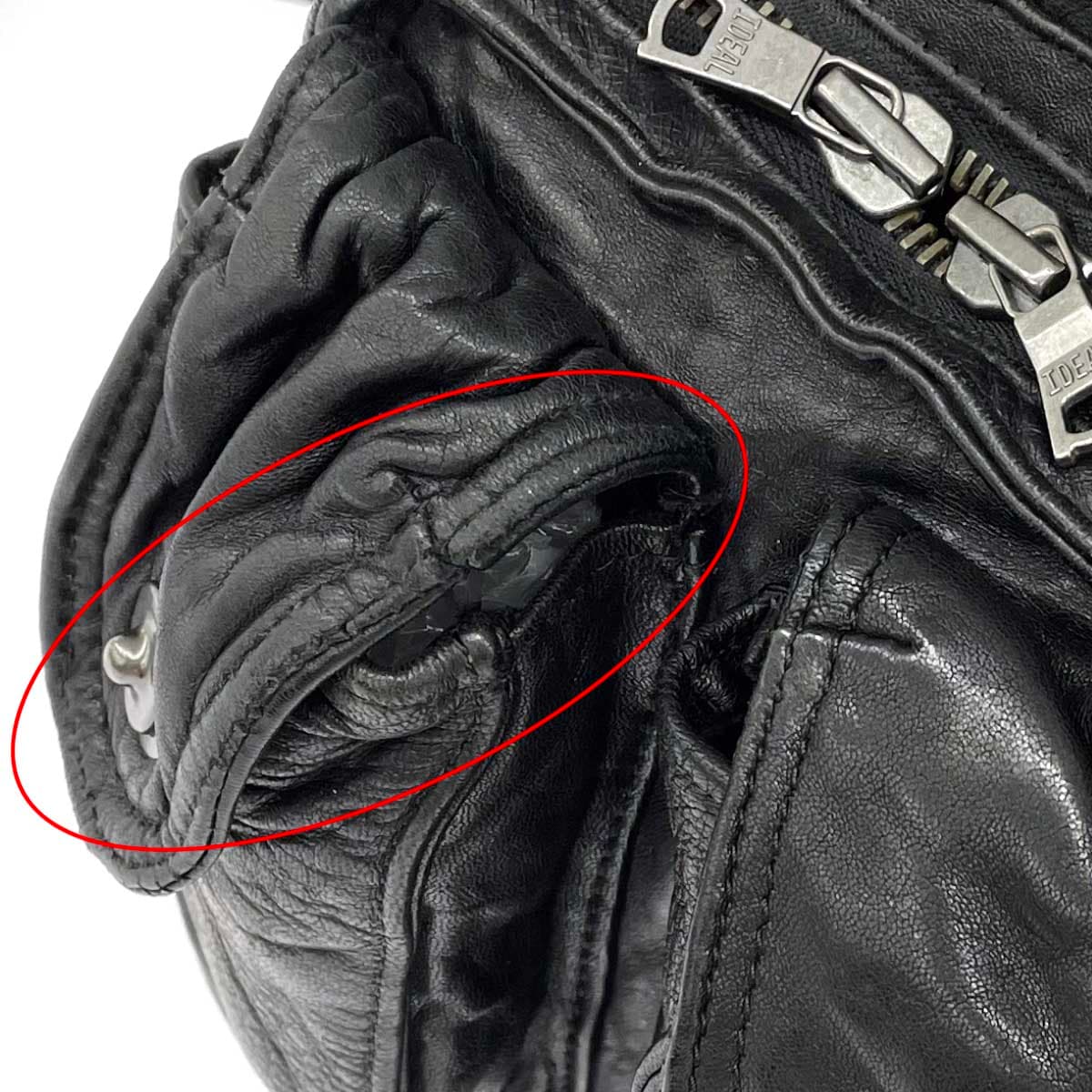 JOHNNY WOLF Backpack Black Leather Men's Backpack bag 10