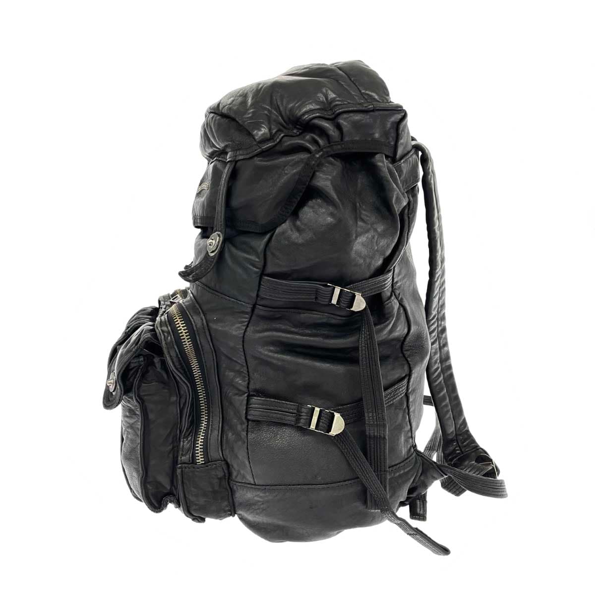 JOHNNY WOLF Backpack Black Leather Men's Backpack bag 2