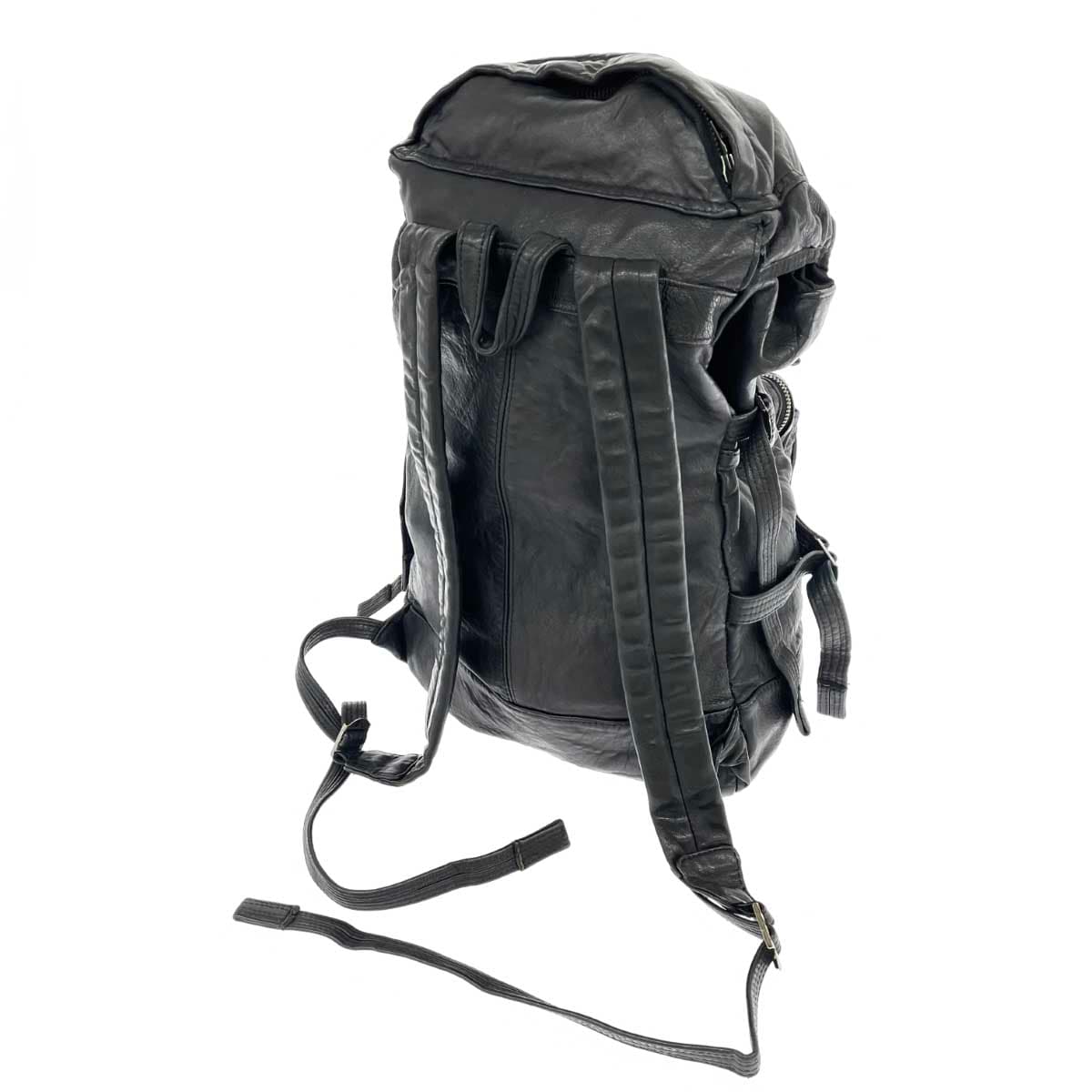 JOHNNY WOLF Backpack Black Leather Men's Backpack bag 3