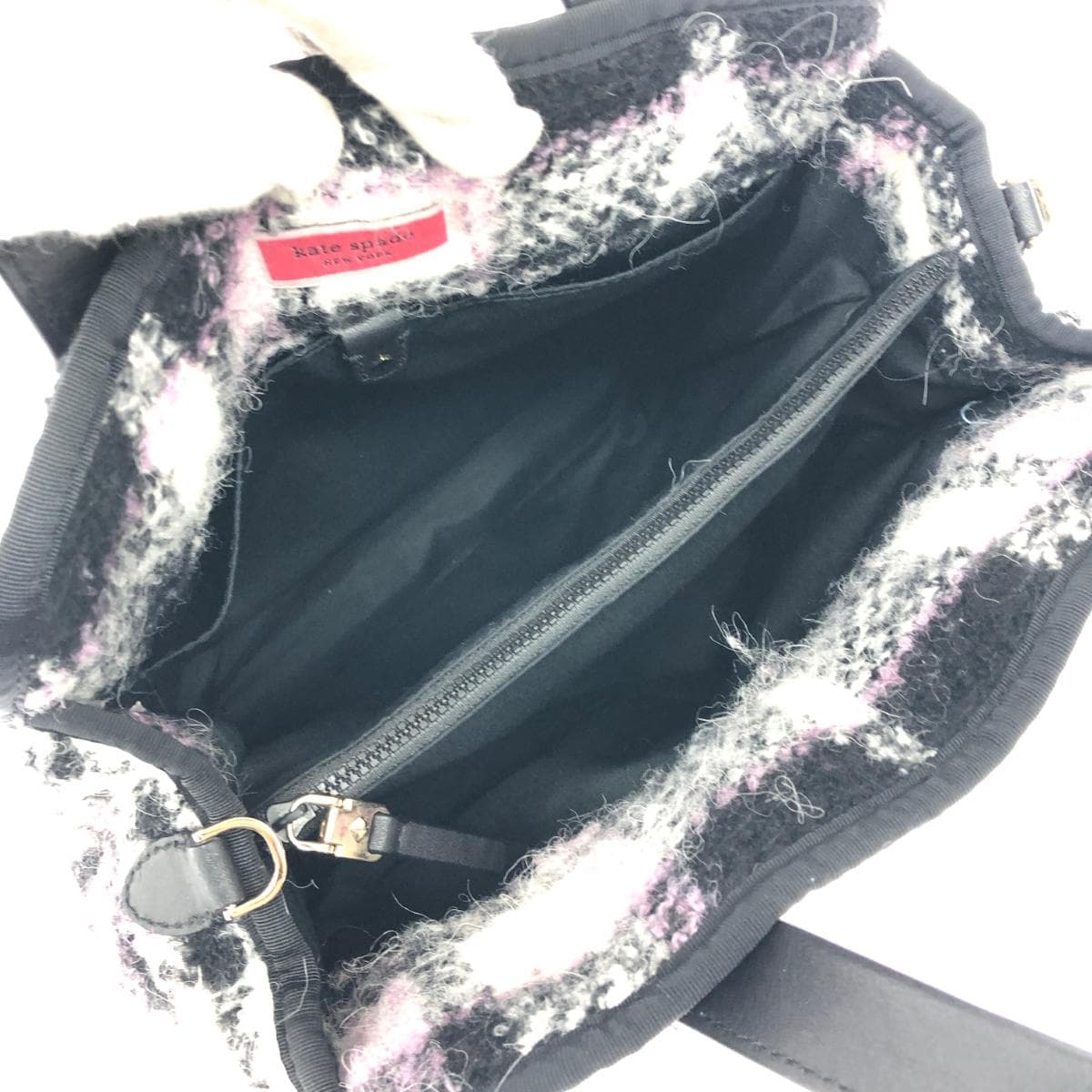 Kate Spade 2WAY bag in good condition, black, fur check, women's multifunctional bag 6