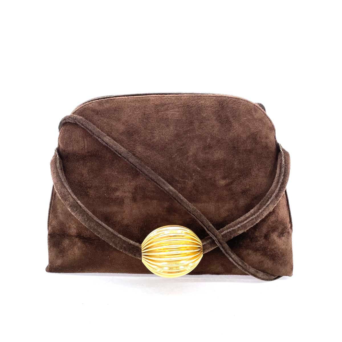 LA BAGAGERIE Shoulder Bag Brown Suede Women's Vintage bag