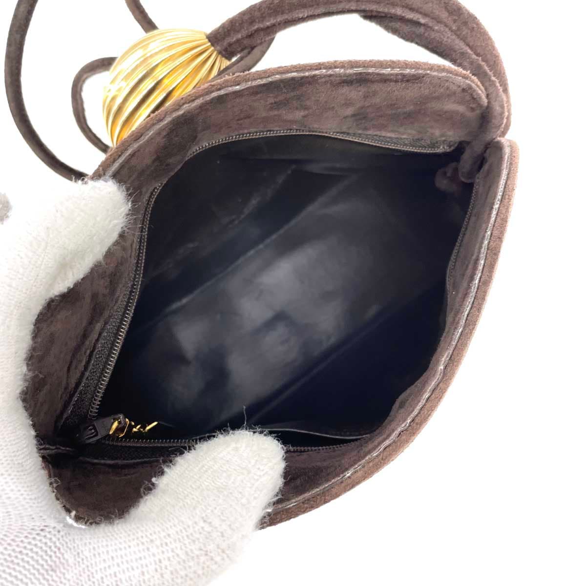 LA BAGAGERIE Shoulder Bag Brown Suede Women's Vintage bag 4