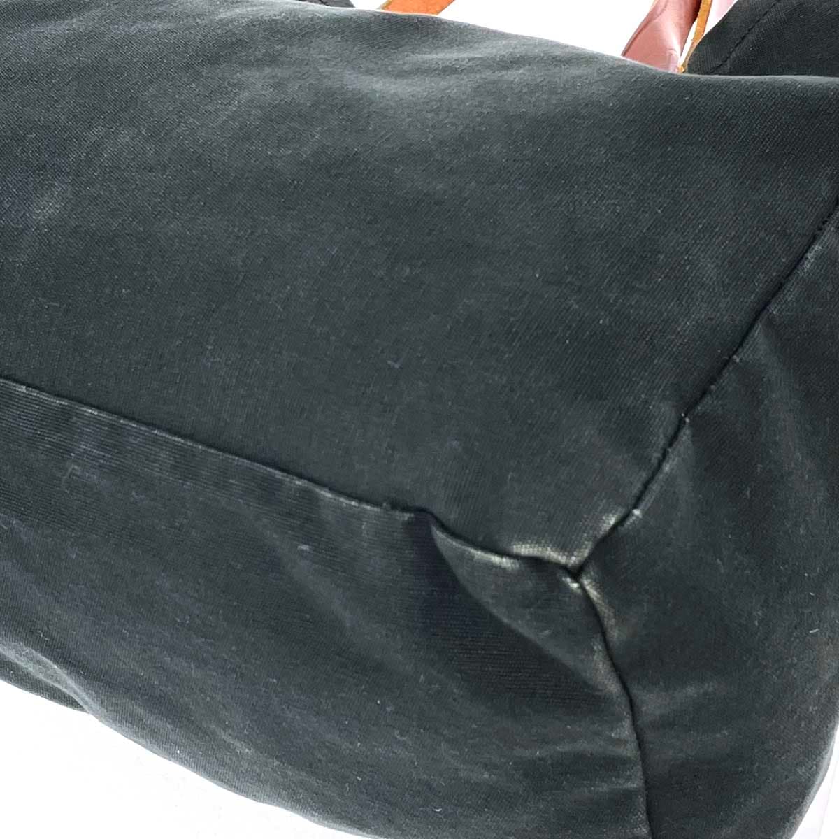 IL BISONTE Tote Bag Black Canvas × Leather Side Ribbon Ladies Bag 7