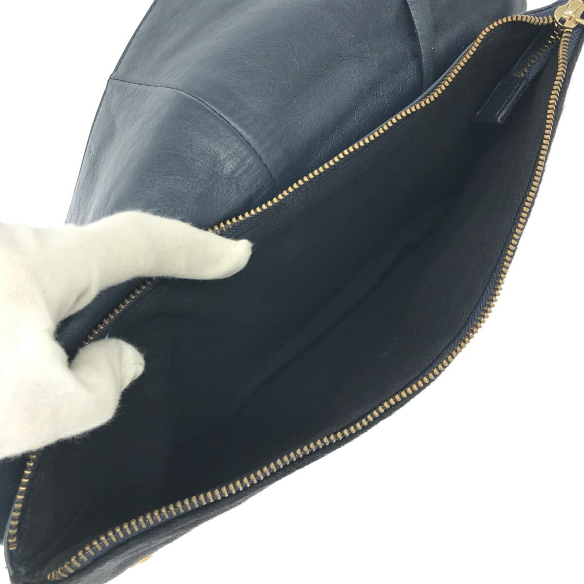 PELLICO clutch bag in good condition, navy leather and hair-on-hide, removable, women's second bag, bag 6