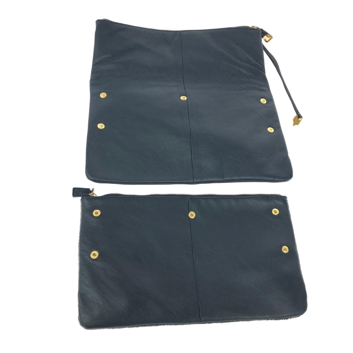 PELLICO clutch bag in good condition, navy leather and hair-on-hide, removable, women's second bag, bag 9