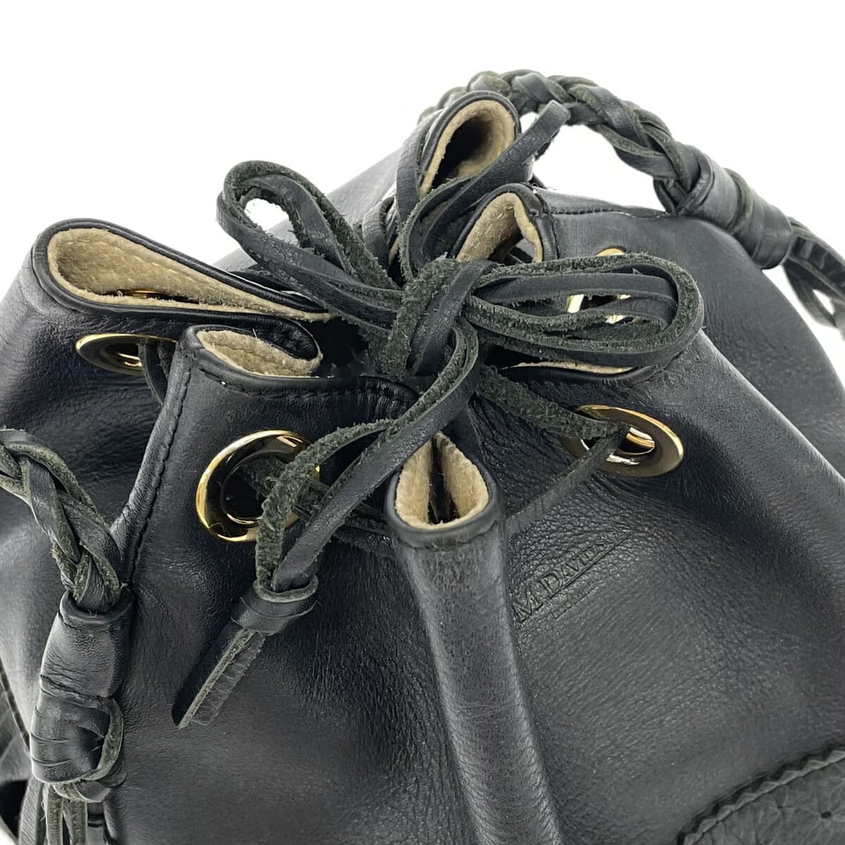 J&M DAVIDSON Carnival One Shoulder Bag Black Leather Drawstring Fringe Women's Shoulder Bag 8