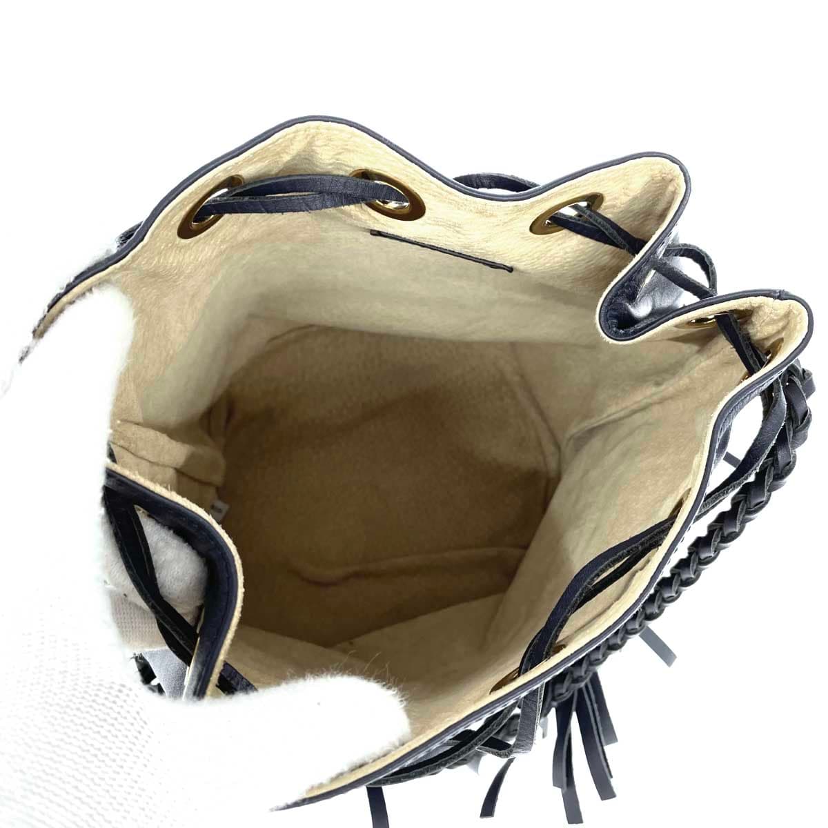 J&M DAVIDSON Carnival One Shoulder Bag Navy Leather Drawstring Fringe Women's Shoulder Bag 4