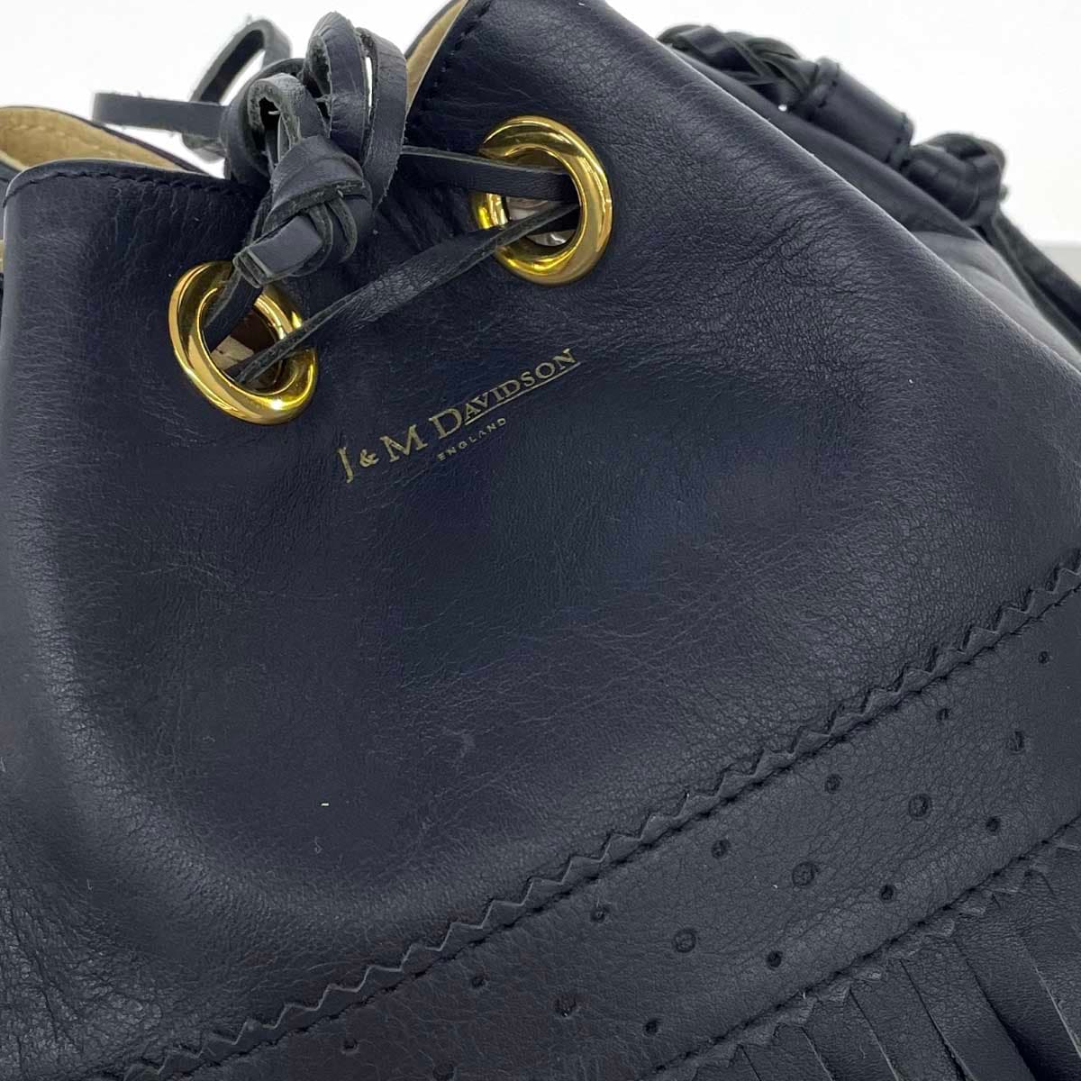 J&M DAVIDSON Carnival One Shoulder Bag Navy Leather Drawstring Fringe Women's Shoulder Bag 5