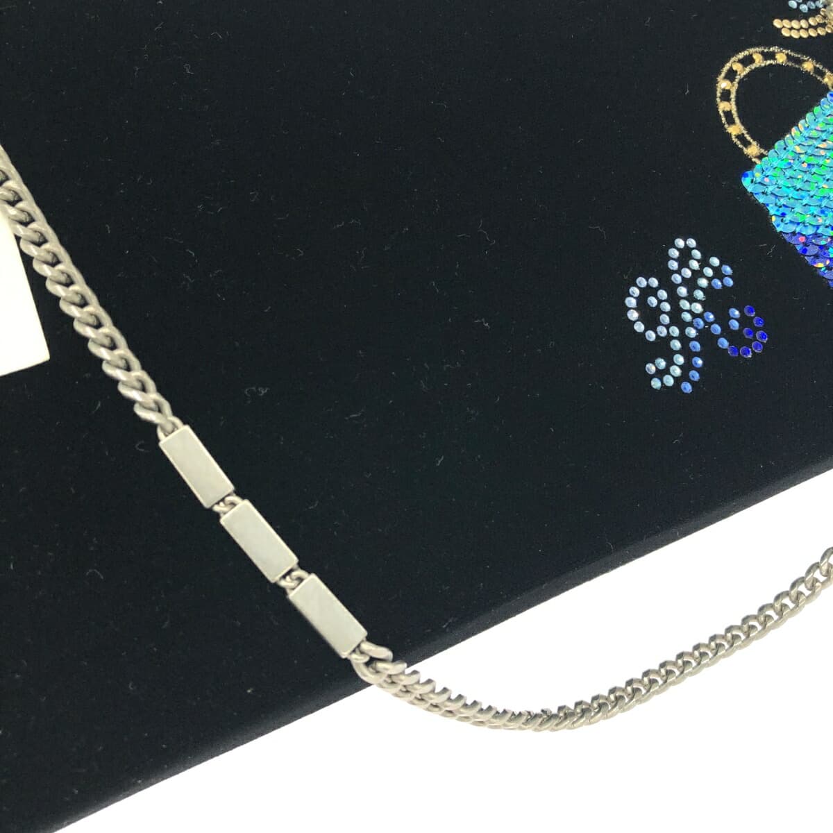 Italian House Italy Chain Clutch Bag Excellent Condition Black Velvet GK Logo Leopard Sequins Women's Second Bag Bag 5