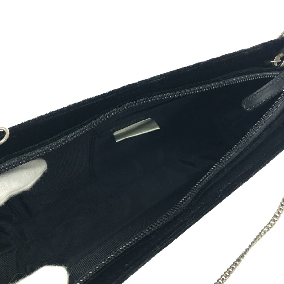 Italian House Italy Chain Clutch Bag Excellent Condition Black Velvet GK Logo Leopard Sequins Women's Second Bag Bag 6