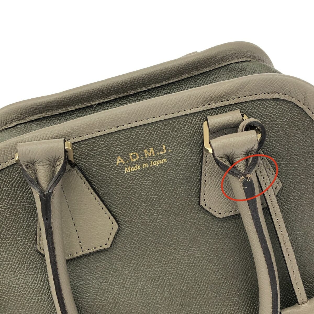 A.D.M.J (Accessoires De Mademoiselle) Handbag Khaki x Gray Leather Ladies 10
