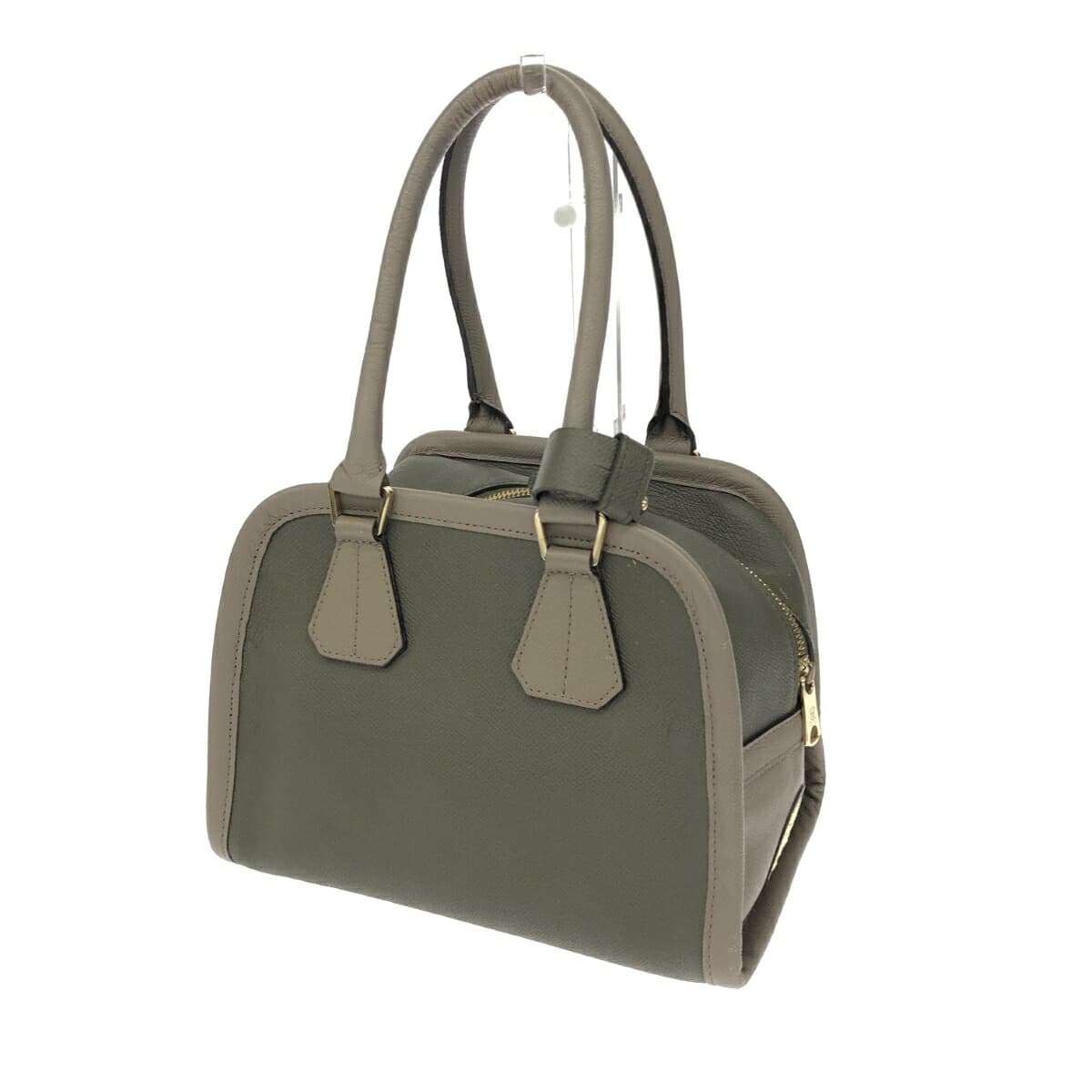 A.D.M.J (Accessoires De Mademoiselle) Handbag Khaki x Gray Leather Ladies 3