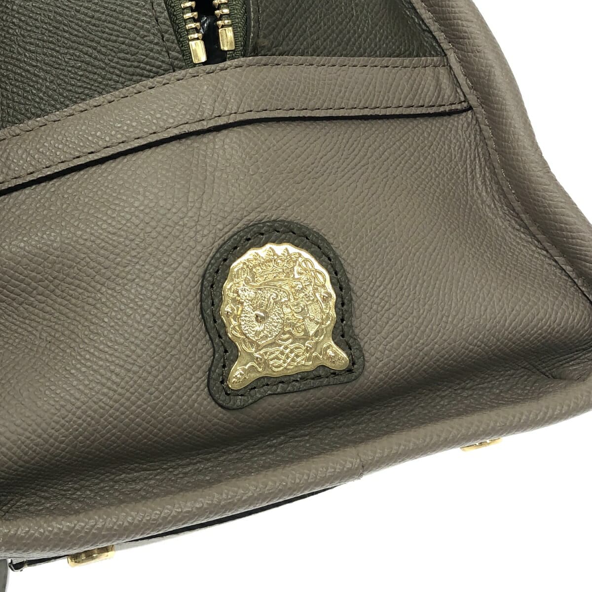 A.D.M.J (Accessoires De Mademoiselle) Handbag Khaki x Gray Leather Ladies 4