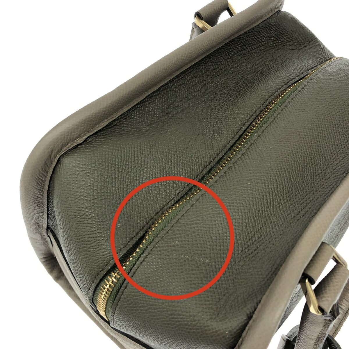 A.D.M.J (Accessoires De Mademoiselle) Handbag Khaki x Gray Leather Ladies 9