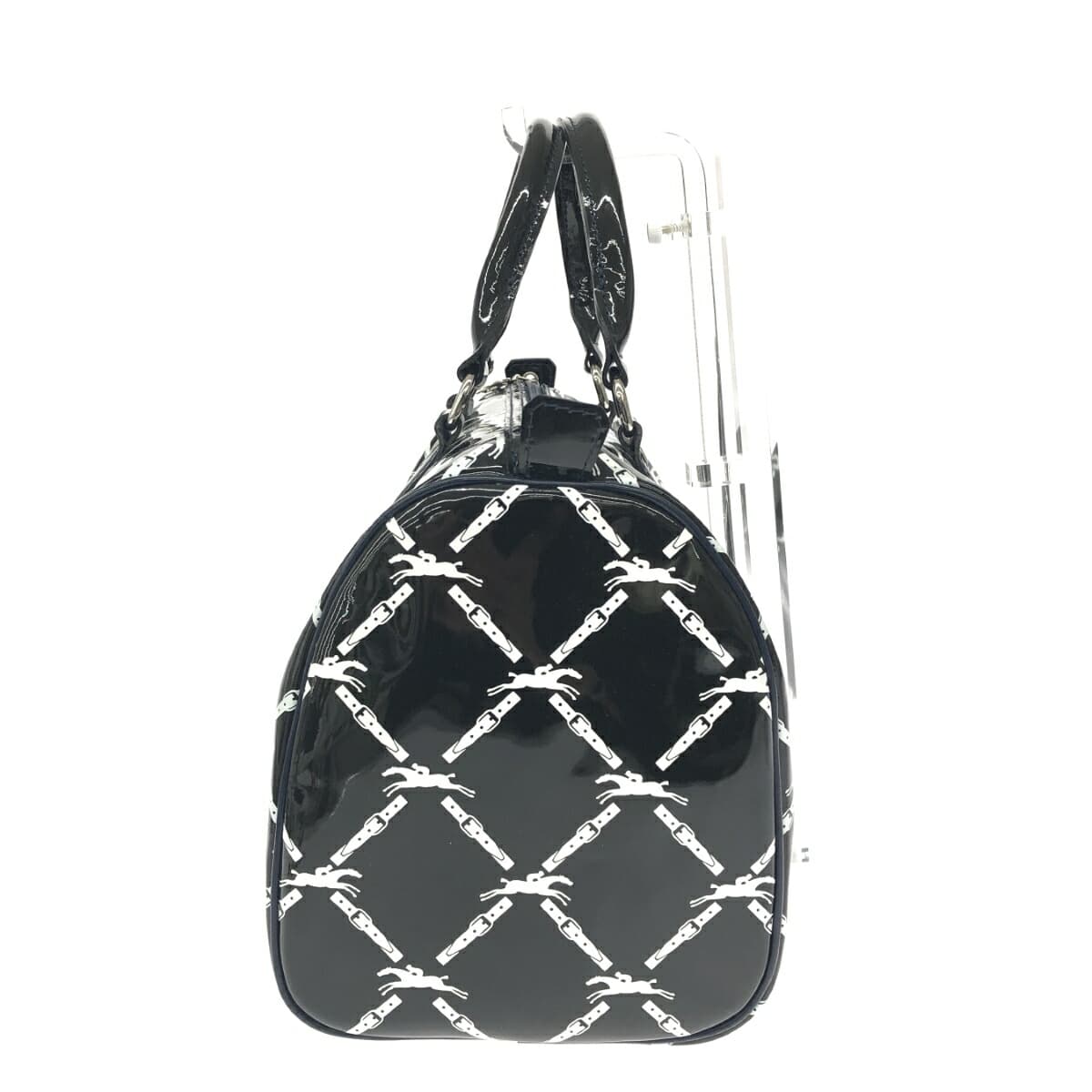 LONGCHAMP Boston bag in good condition, black, all-over pattern, ladies' drum bag, bag 2