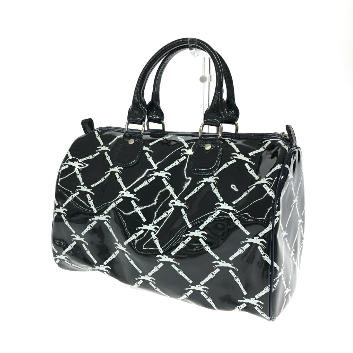 LONGCHAMP Boston bag in good condition, black, all-over pattern, ladies' drum bag, bag 3