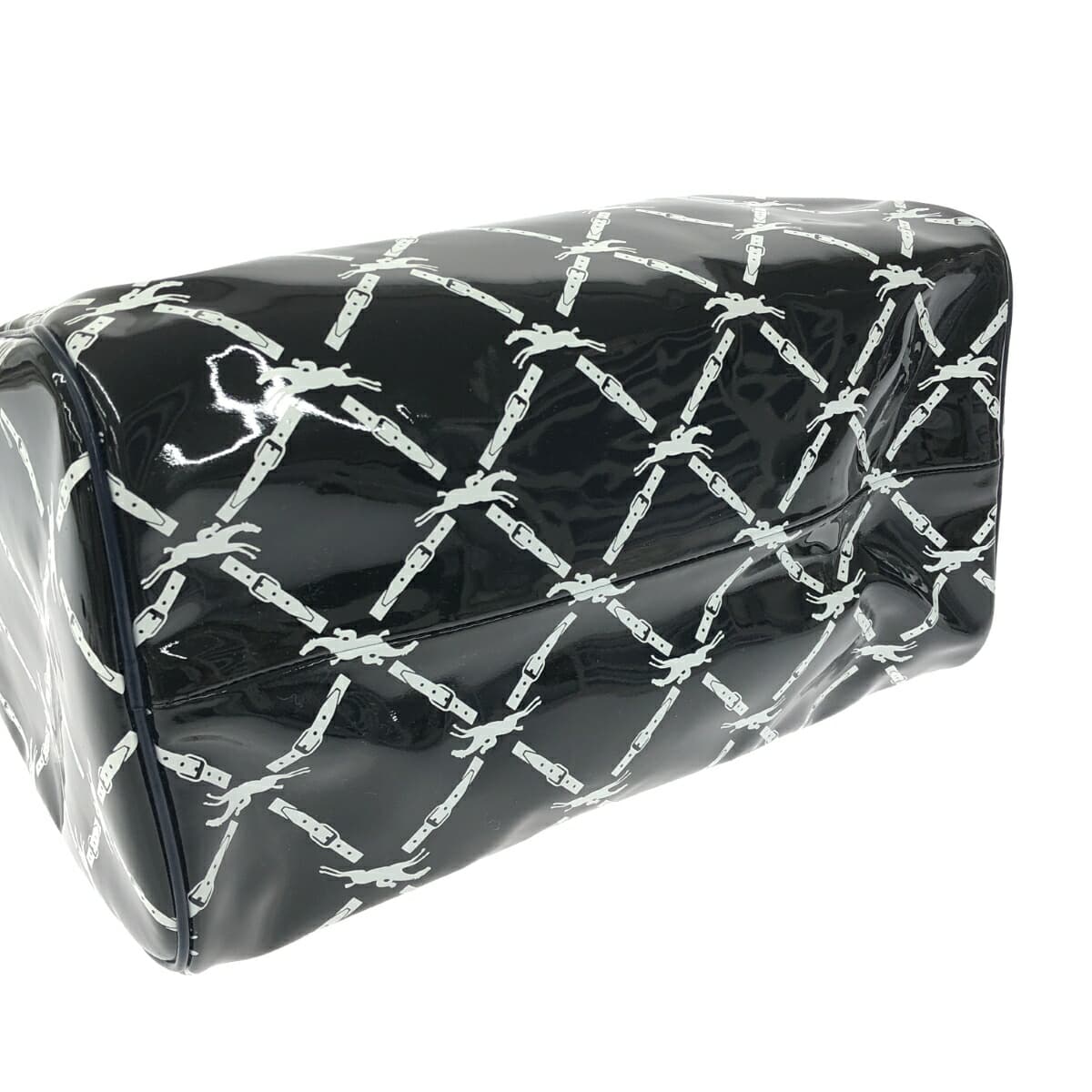 LONGCHAMP Boston bag in good condition, black, all-over pattern, ladies' drum bag, bag 5