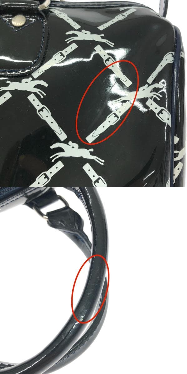 LONGCHAMP Boston bag in good condition, black, all-over pattern, ladies' drum bag, bag 10