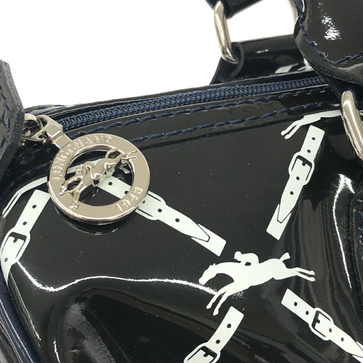 LONGCHAMP Boston bag in good condition, black, all-over pattern, ladies' drum bag, bag 6