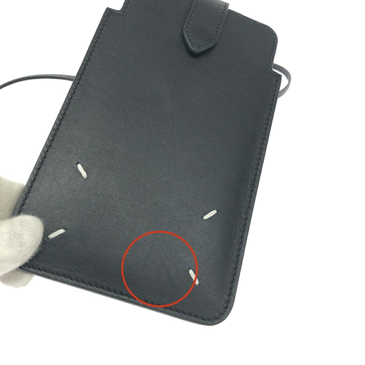 Maison Martin Margiela Phone Case Shoulder Bag Good Condition SA3VZ0001 Black Leather Unisex 10